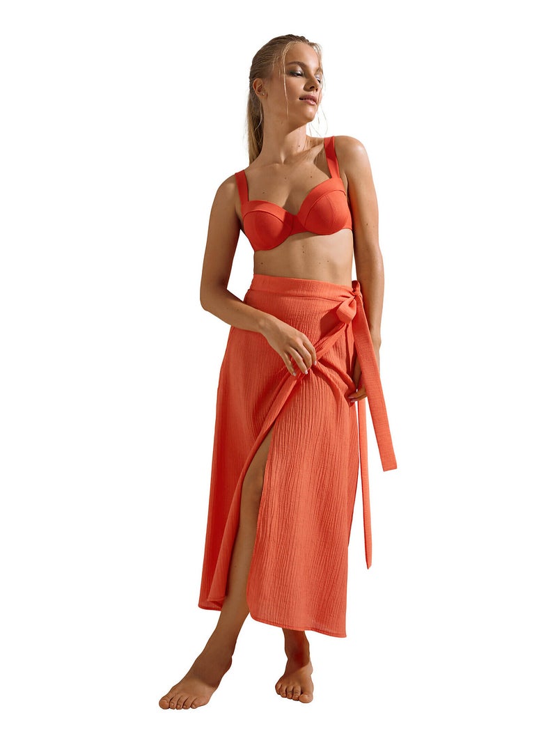 Jupe longue de plage Normandie Orange - Kiabi