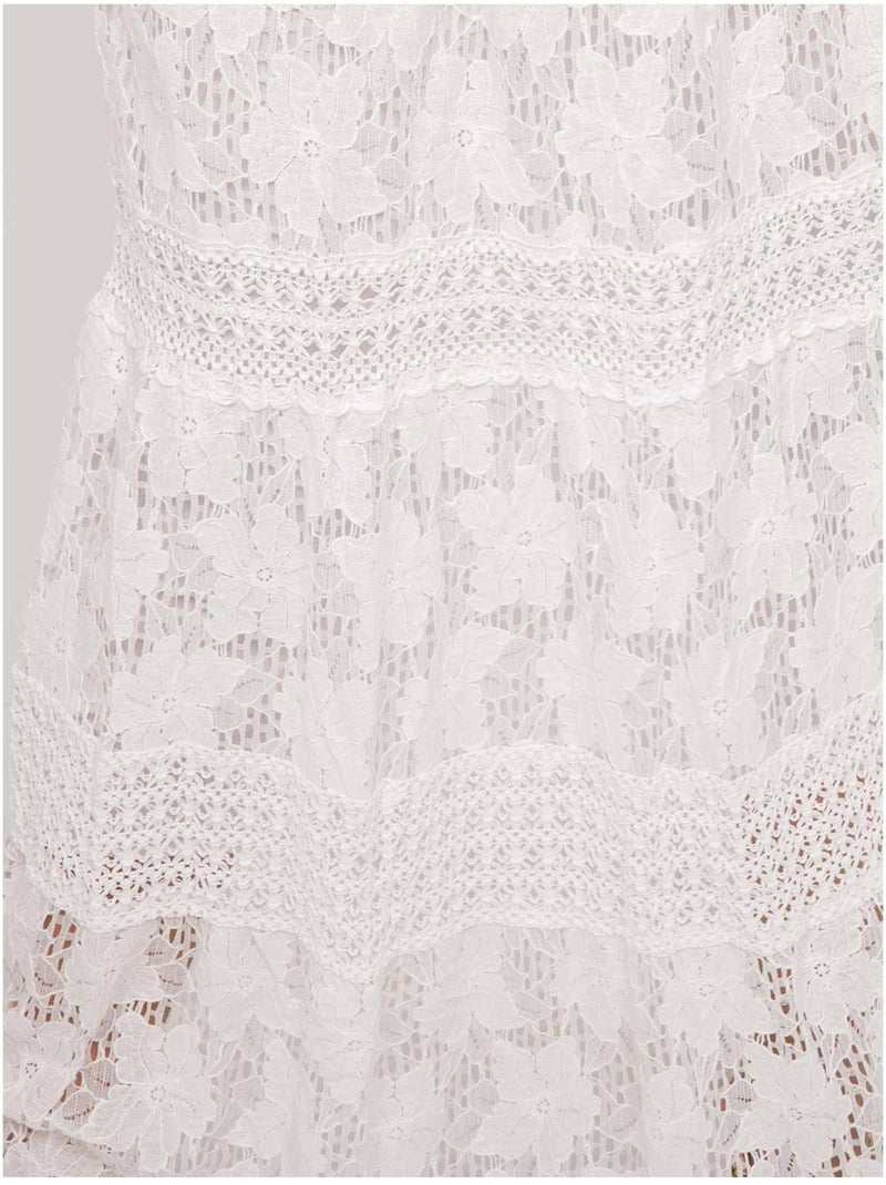 Jupe longue dentelle XESTINA Blanc - Kiabi