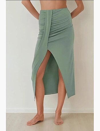 Jupe longue drapée moulante taille haute hiccup