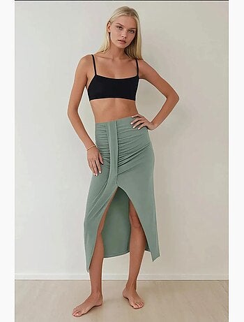 Jupe longue drapée moulante taille haute hiccup