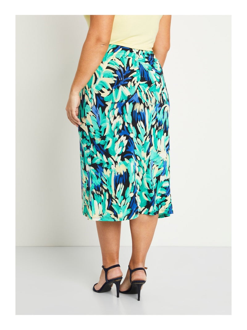 Jupe longue droite effet portefeuille maille Bleu Vert - Kiabi