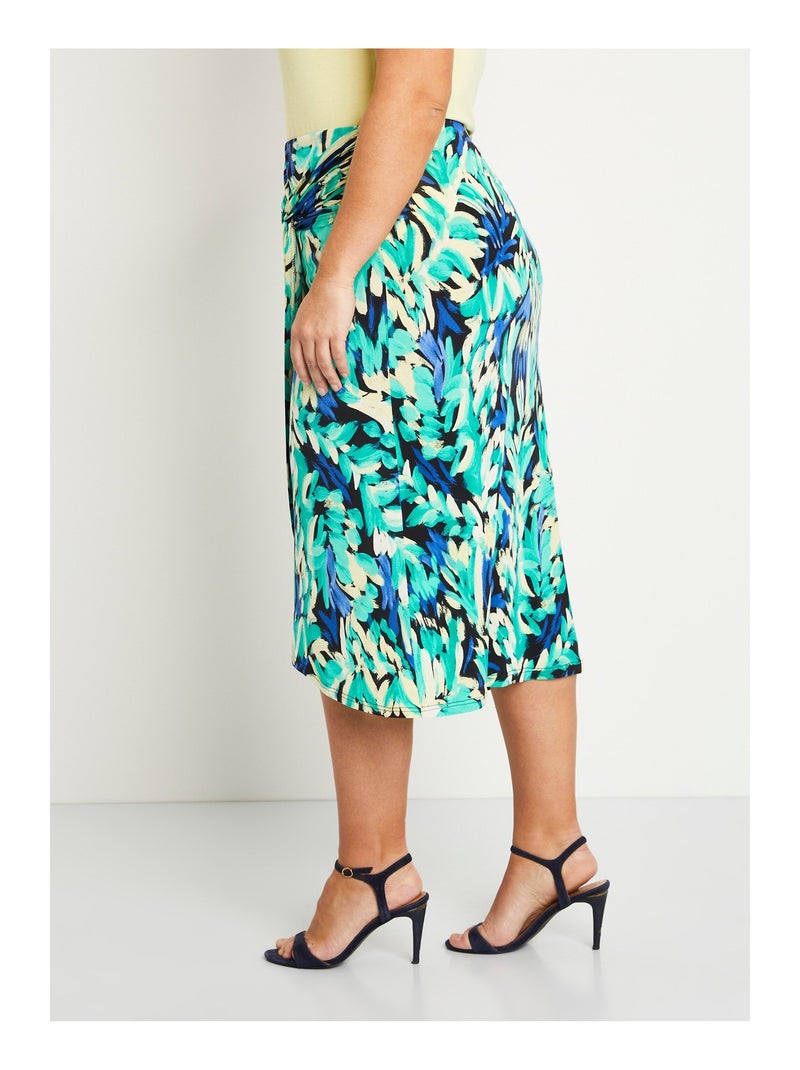 Jupe longue droite effet portefeuille maille Bleu Vert - Kiabi