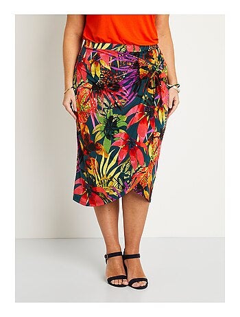 Jupe longue droite imprimé exotique