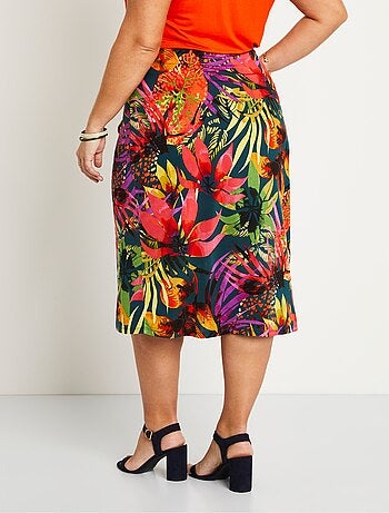 Jupe longue droite imprimé exotique
