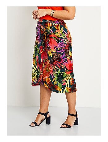 Jupe longue droite imprimé exotique