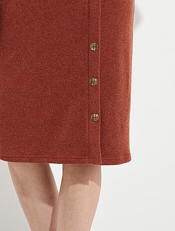 Jupe longue droite maille et boutons fantaisie - Afibel