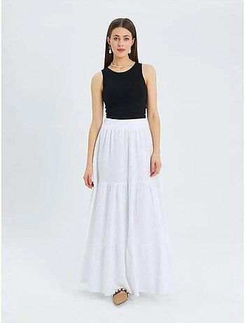 Jupe longue en coton avec taille élastique mixray