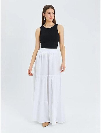 Jupe longue en coton avec taille élastique mixray
