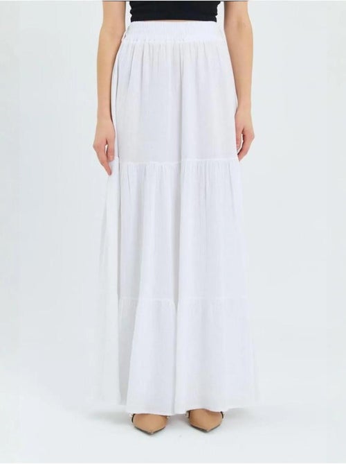 Jupe longue en coton avec taille élastique mixray - Kiabi Jupe longue en coton avec taille élastique mixray - Kiabi