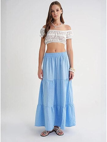 Jupe longue en coton avec taille élastique mixray