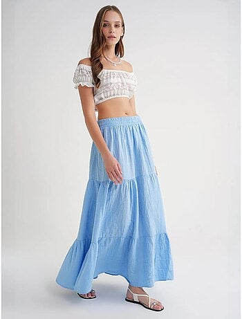 Jupe longue en coton avec taille élastique mixray