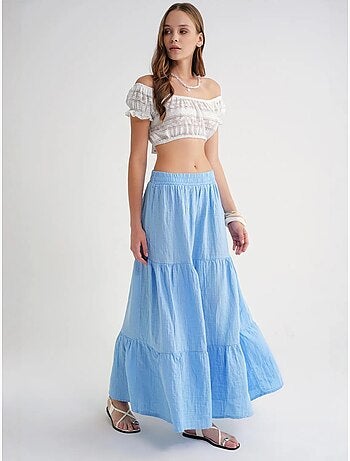 Jupe longue en coton avec taille élastique mixray