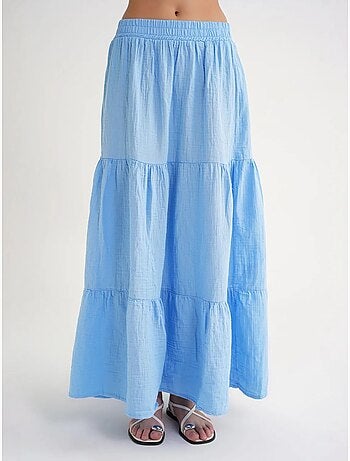 Jupe longue en coton avec taille élastique mixray