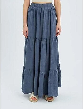 Jupe longue en coton avec taille élastique mixray