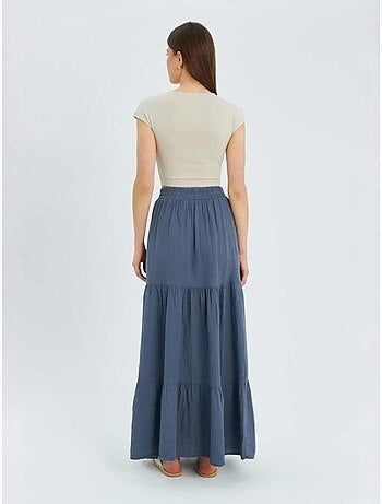 Jupe longue en coton avec taille élastique mixray