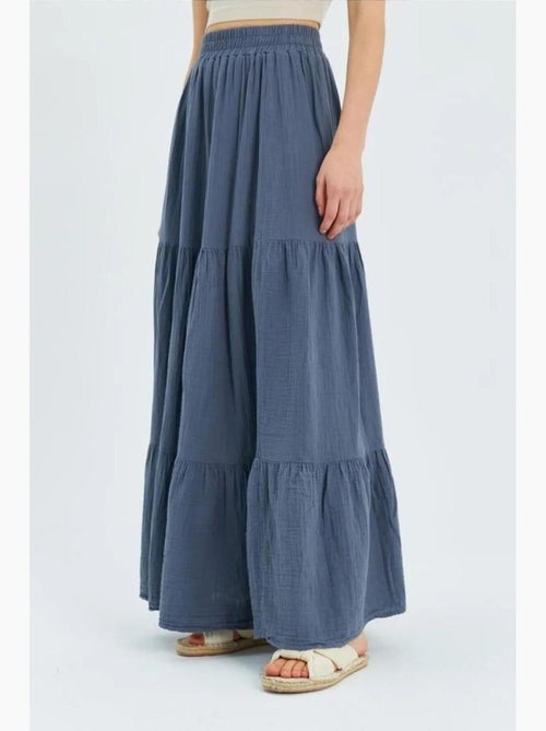 Jupe longue en coton avec taille élastique mixray - Kiabi Jupe longue en coton avec taille élastique mixray - Kiabi