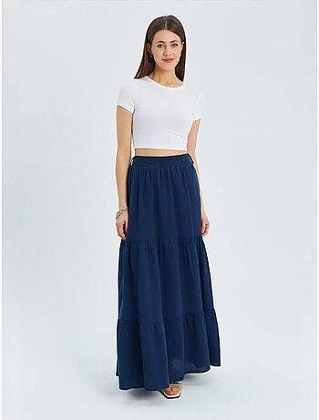 Jupe longue en coton avec taille élastique mixray