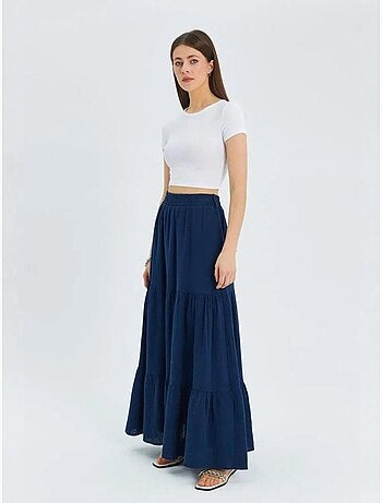 Jupe longue en coton avec taille élastique mixray