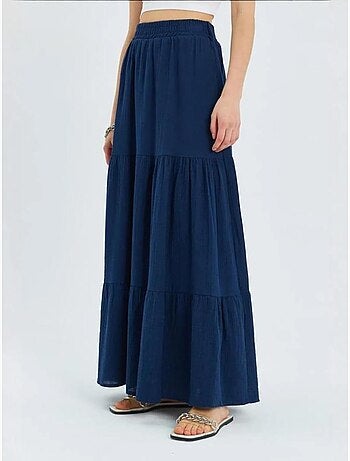 Jupe longue en coton avec taille élastique mixray
