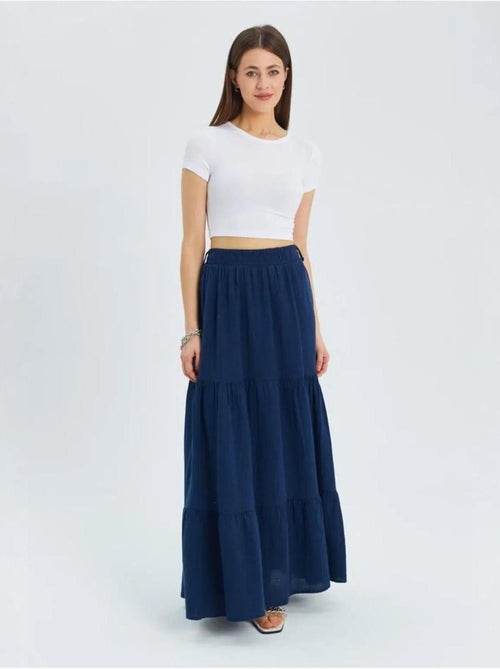 Jupe longue en coton avec taille élastique mixray - Kiabi Jupe longue en coton avec taille élastique mixray - Kiabi