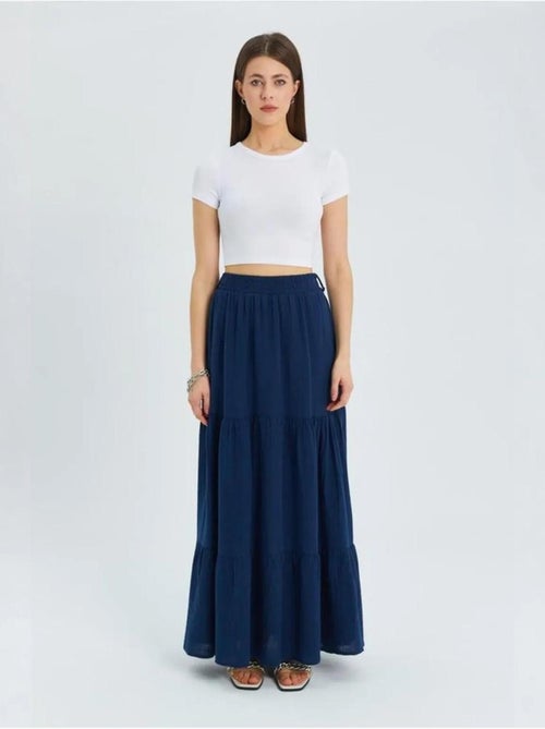 Jupe longue en coton avec taille élastique mixray - Kiabi Jupe longue en coton avec taille élastique mixray - Kiabi