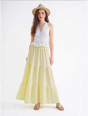 Jupe longue en coton avec taille élastique mixray