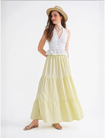 Jupe longue en coton avec taille élastique mixray