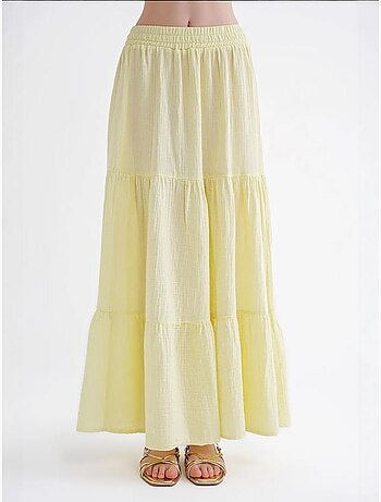 Jupe longue en coton avec taille élastique mixray