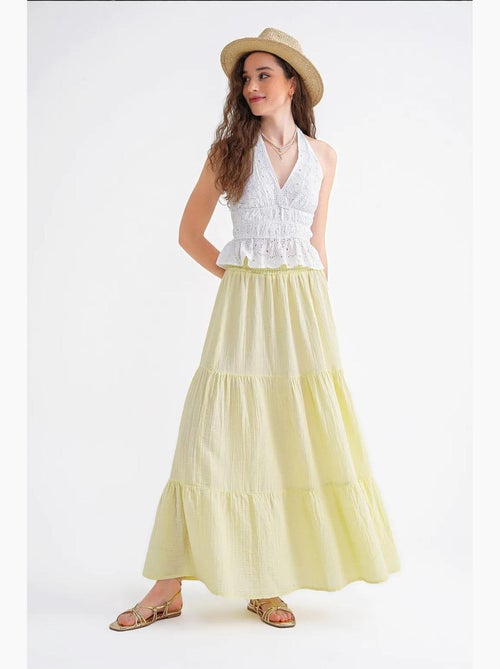 Jupe longue en coton avec taille élastique mixray - Kiabi Jupe longue en coton avec taille élastique mixray - Kiabi