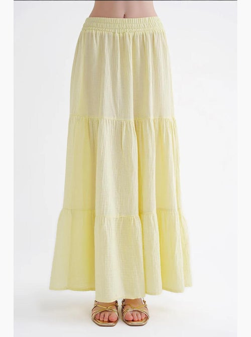 Jupe longue en coton avec taille élastique mixray - Kiabi Jupe longue en coton avec taille élastique mixray - Kiabi
