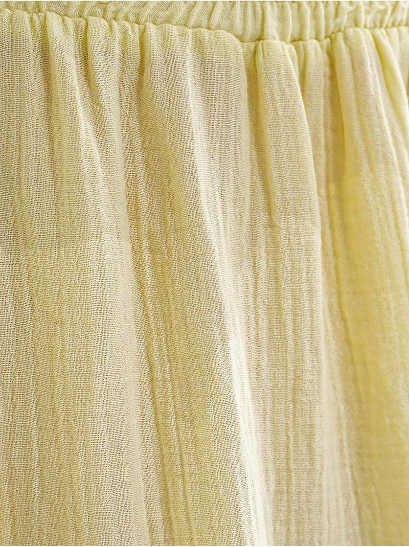Jupe longue en coton avec taille élastique mixray Jaune - Kiabi