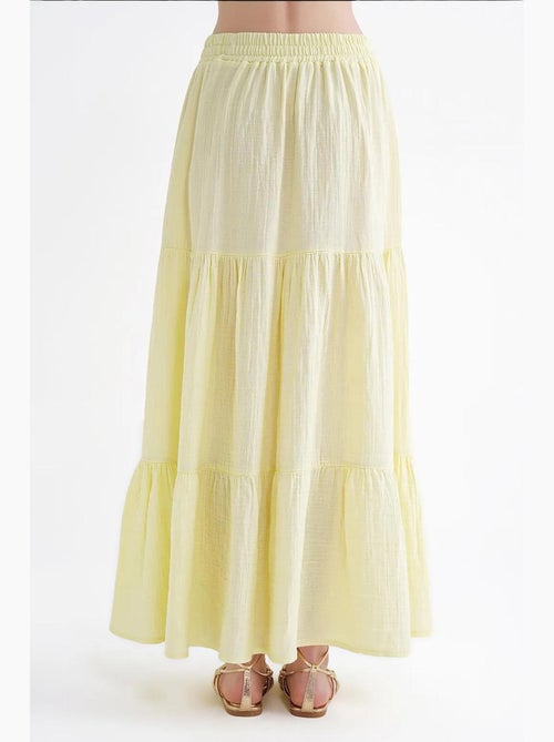 Jupe longue en coton avec taille élastique mixray - Kiabi Jupe longue en coton avec taille élastique mixray - Kiabi