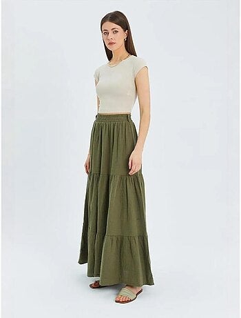 Jupe longue en coton avec taille élastique mixray