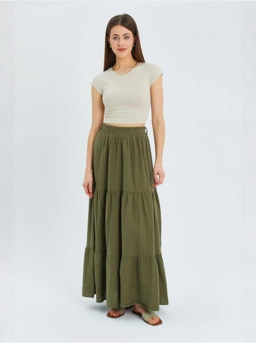 Jupe longue en coton avec taille élastique mixray - Kiabi Jupe longue en coton avec taille élastique mixray - Kiabi