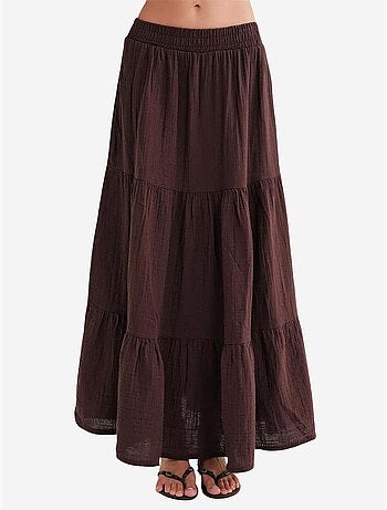 Jupe longue en coton avec taille élastique mixray