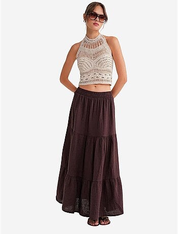 Jupe longue en coton avec taille élastique mixray