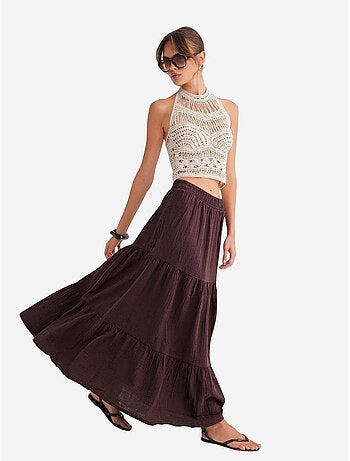 Jupe longue en coton avec taille élastique mixray