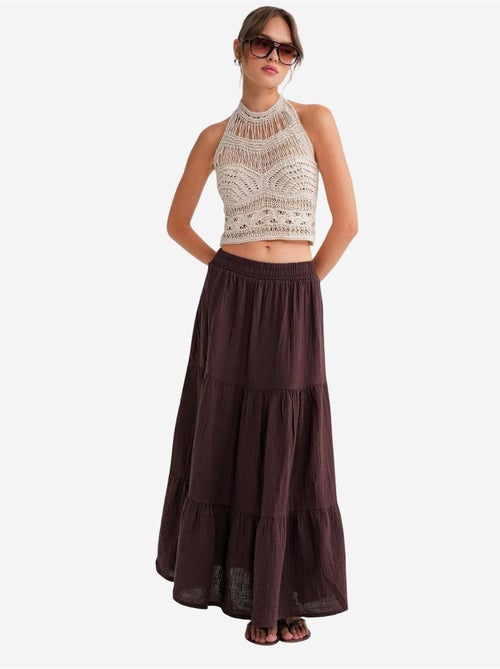 Jupe longue en coton avec taille élastique mixray - Kiabi Jupe longue en coton avec taille élastique mixray - Kiabi