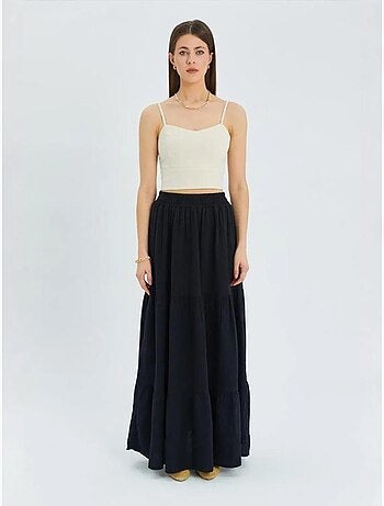 Jupe longue en coton avec taille élastique mixray