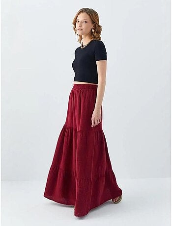 Jupe longue en coton avec taille élastique mixray