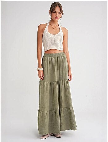 Jupe longue en coton avec taille élastique mixray