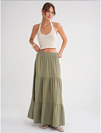 Jupe longue en coton avec taille élastique mixray