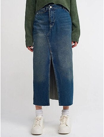 Jupe longue en denim, coupe trapèze, taille haute dilvin