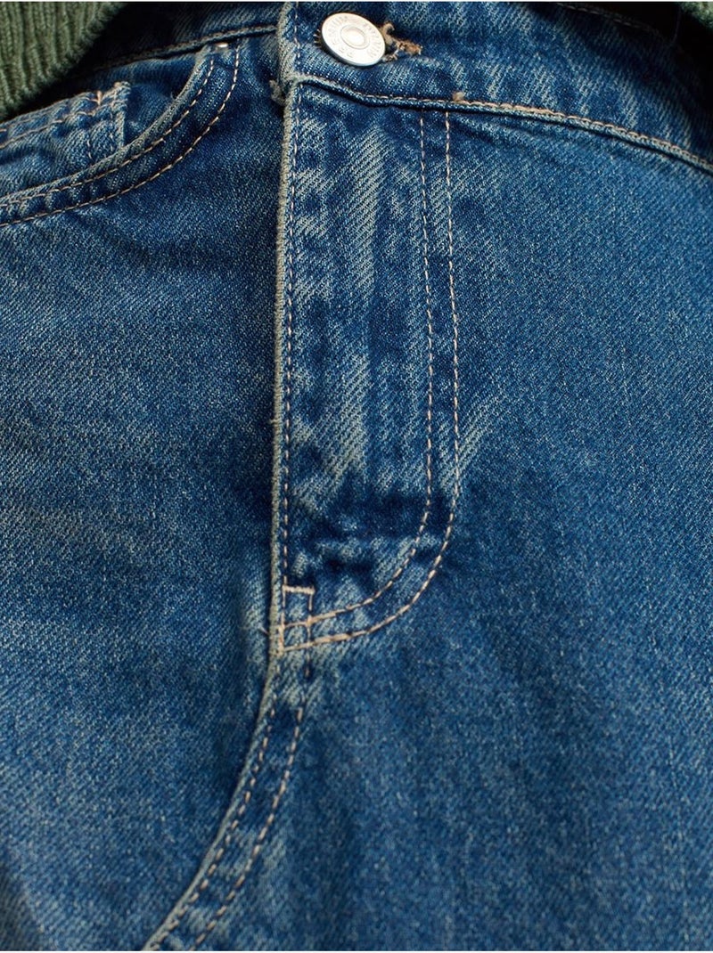 Jupe longue en denim, coupe trapèze, taille haute dilvin Bleu saphir - Kiabi
