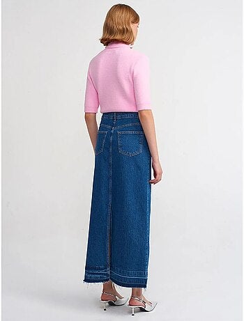 Jupe longue en denim droite à taille haute dilvin