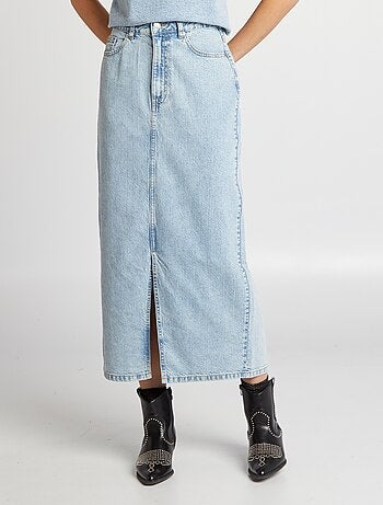 Jupe longue en denim taille haute