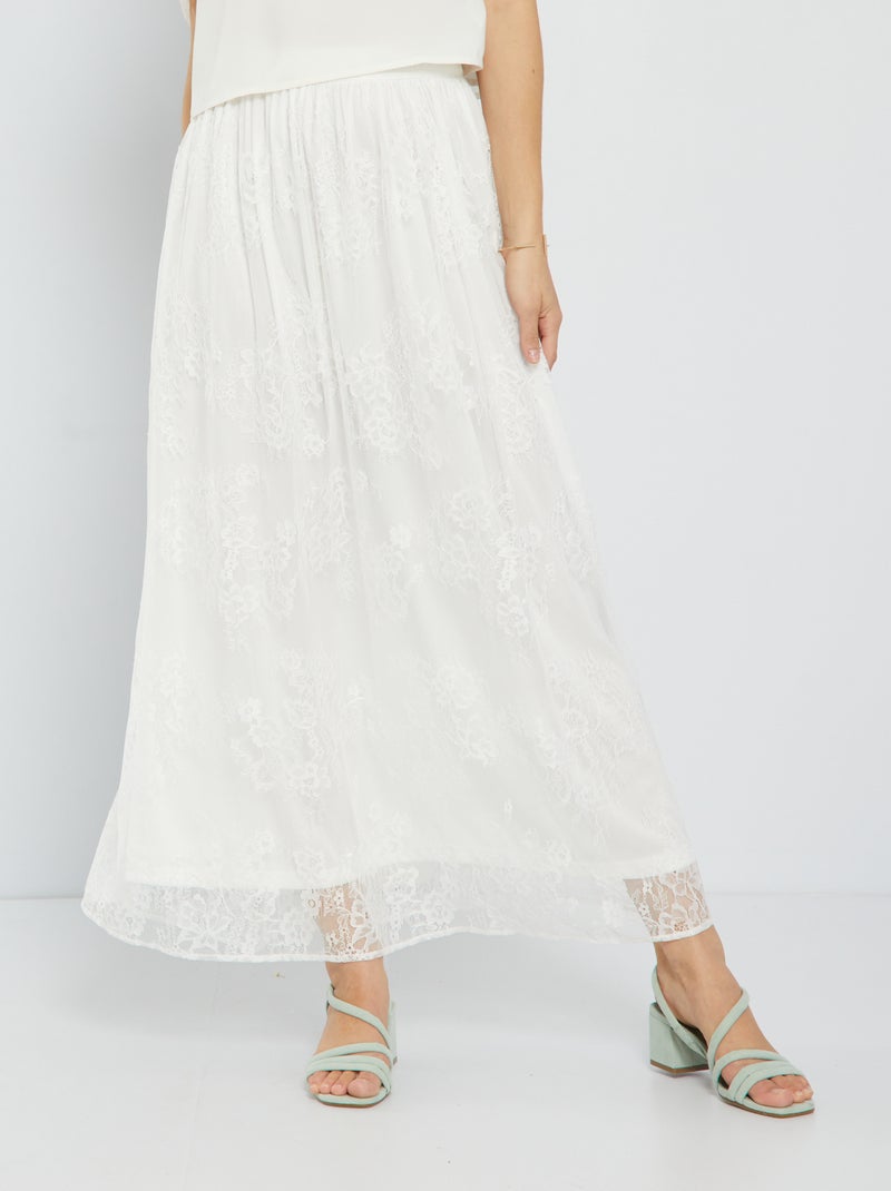 Jupe longue en dentelle blanc - Kiabi