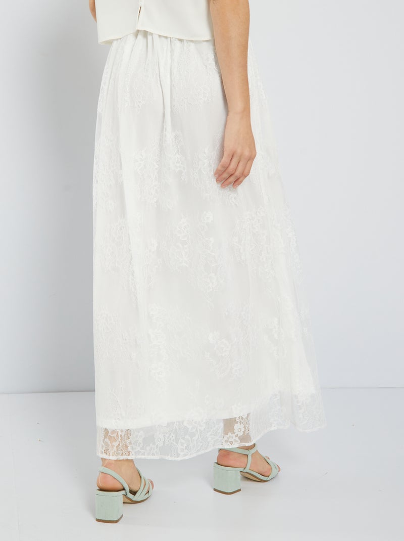 Jupe longue en dentelle blanc - Kiabi