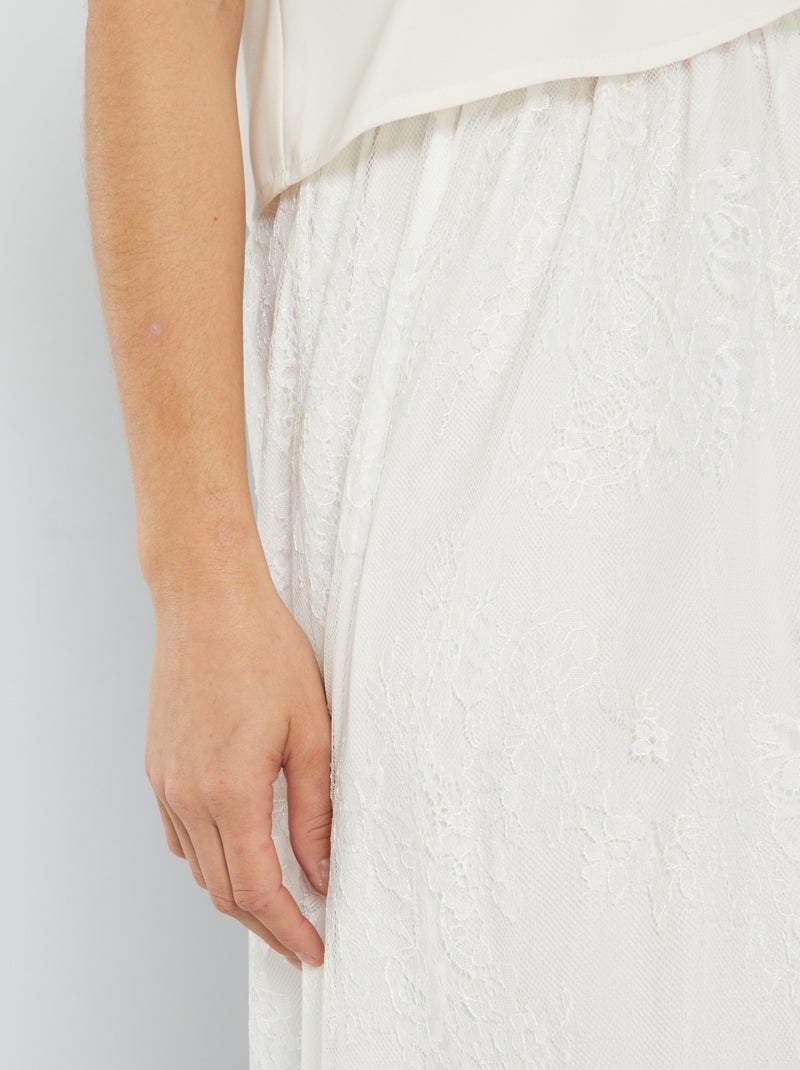 Jupe longue en dentelle blanc - Kiabi