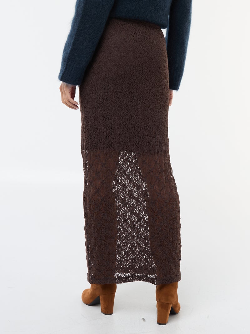 Jupe longue en dentelle Marron - Kiabi